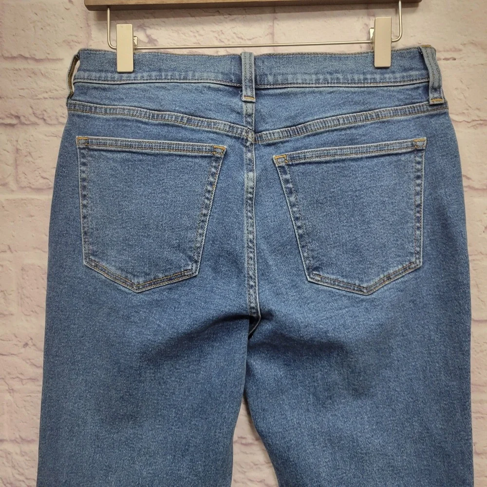 J Crew Mid Rise Flare Crop Jeans Size 28 (Actual 31x26)‎ Button Fly Stretch